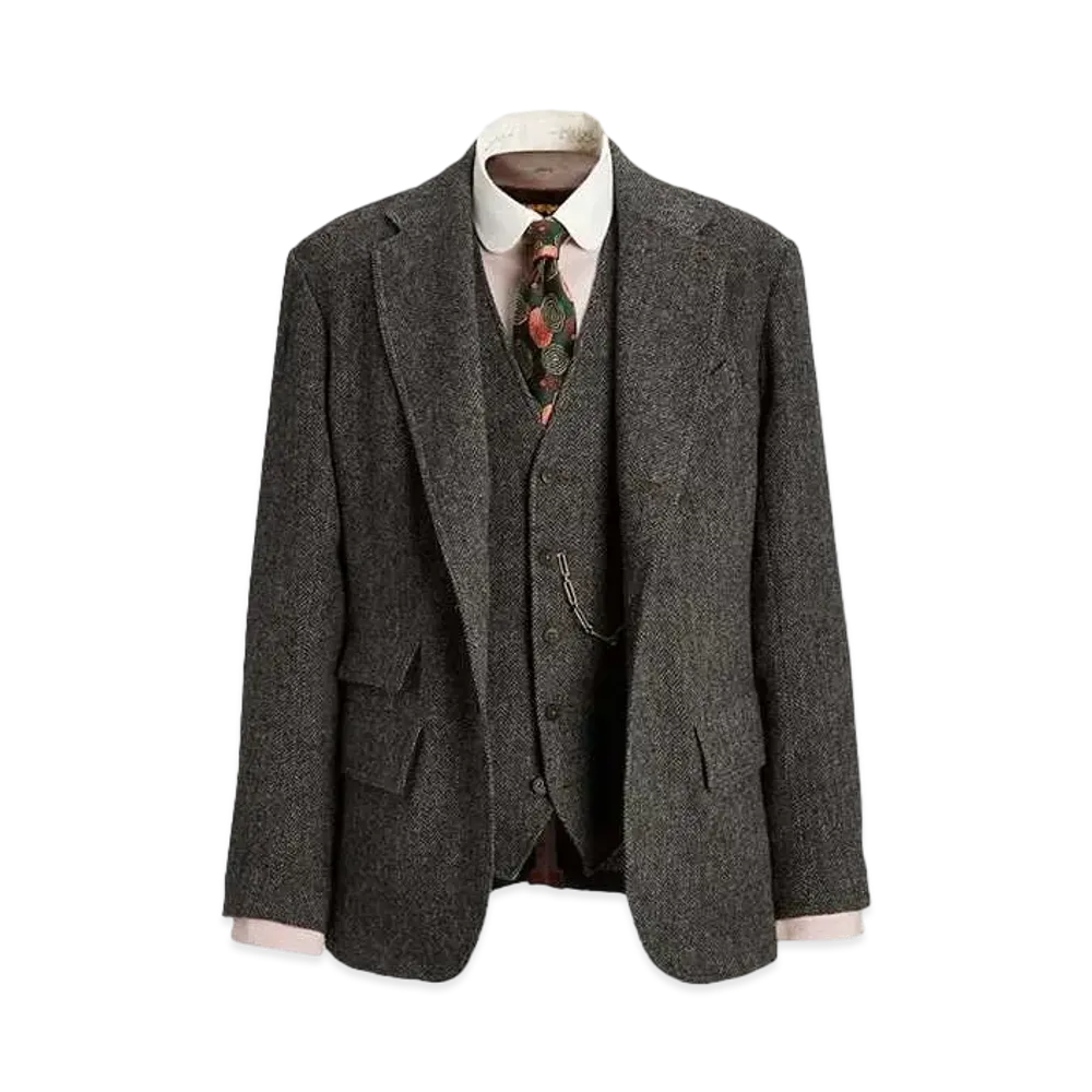 RRL Ralph Lauren (Limited Collection) Unconstructed Herringbone Sport Coat "Black"