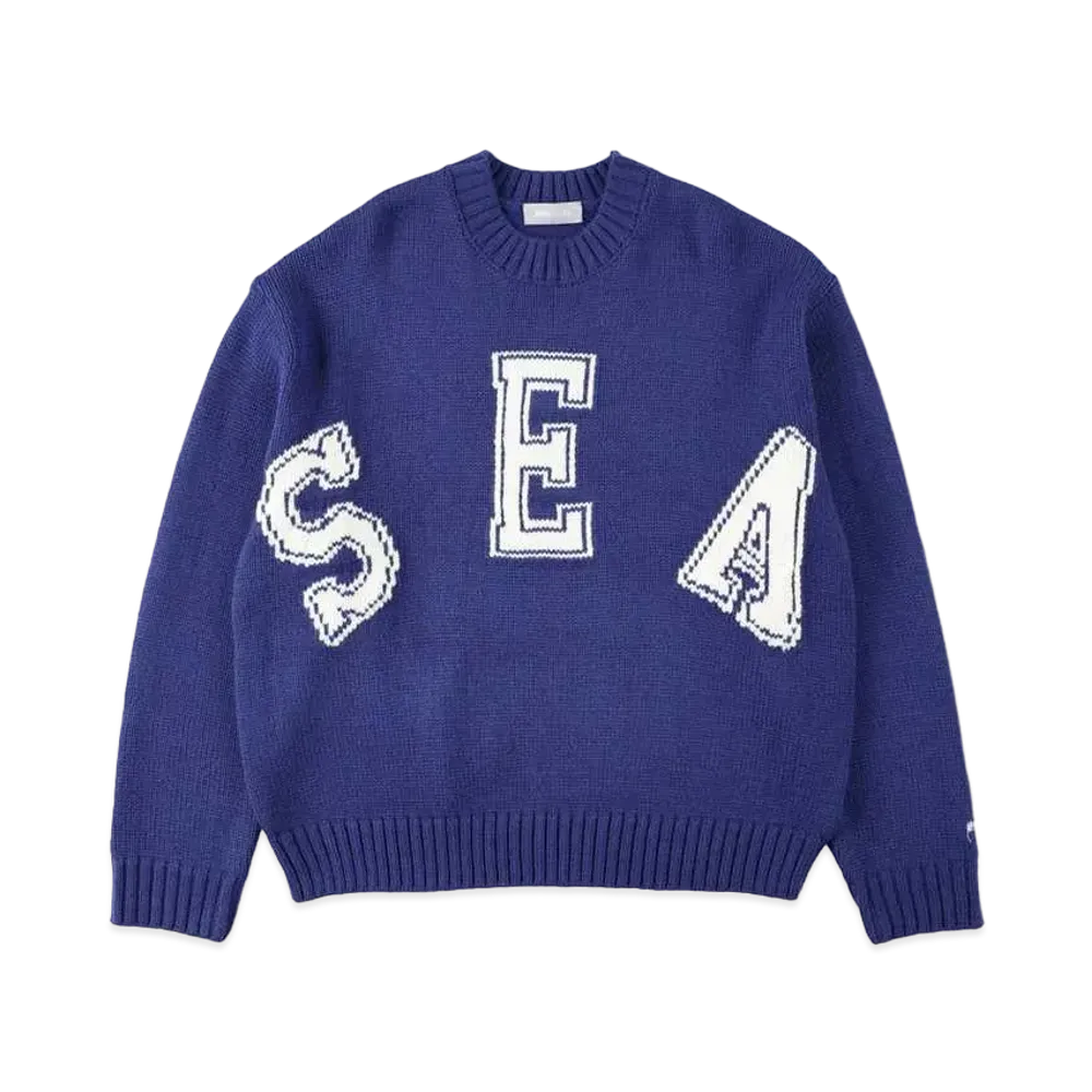 WIND AND SEA LETTERED CREWNECK SWEATERN "Blue"