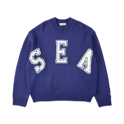 WIND AND SEA LETTERED CREWNECK SWEATERN "Blue"