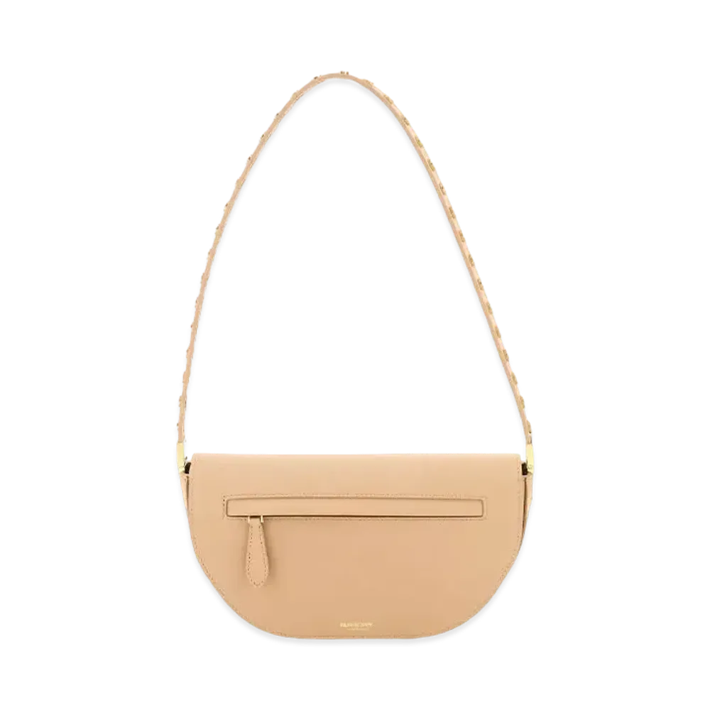 Burberry Small Leather Olympia Bag "Cool Beige"