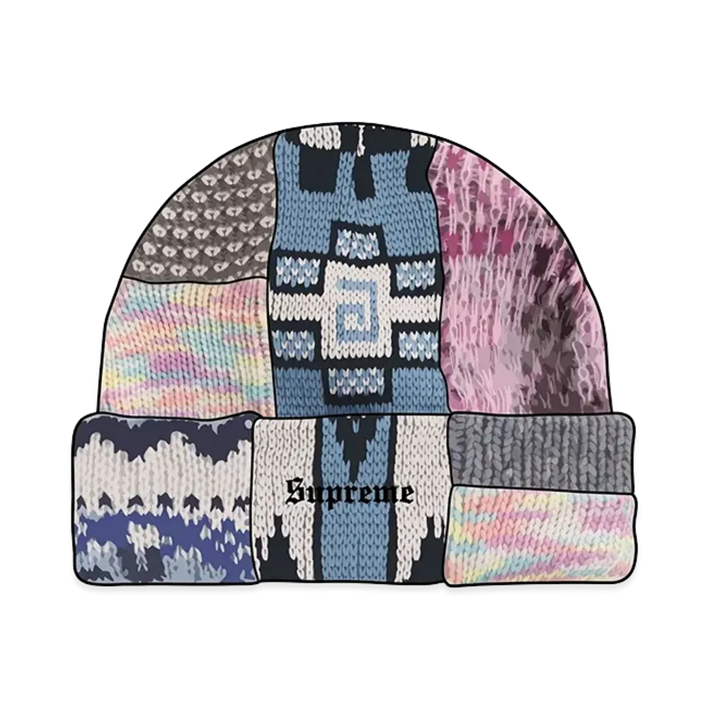 Supreme Patchwork Beanie "Light Blue"