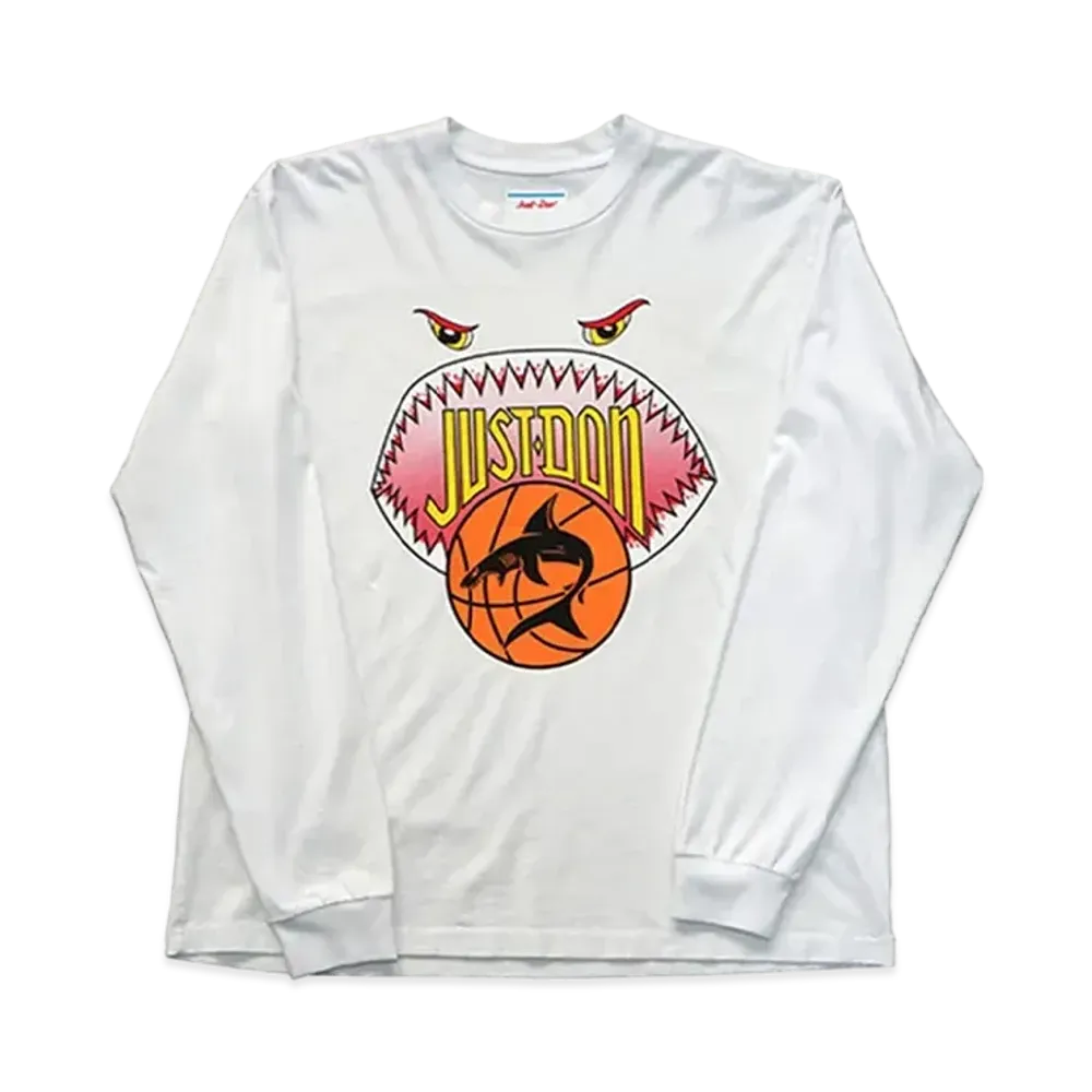 Just Don Shark Mouth Long Sleeve Tee "White"