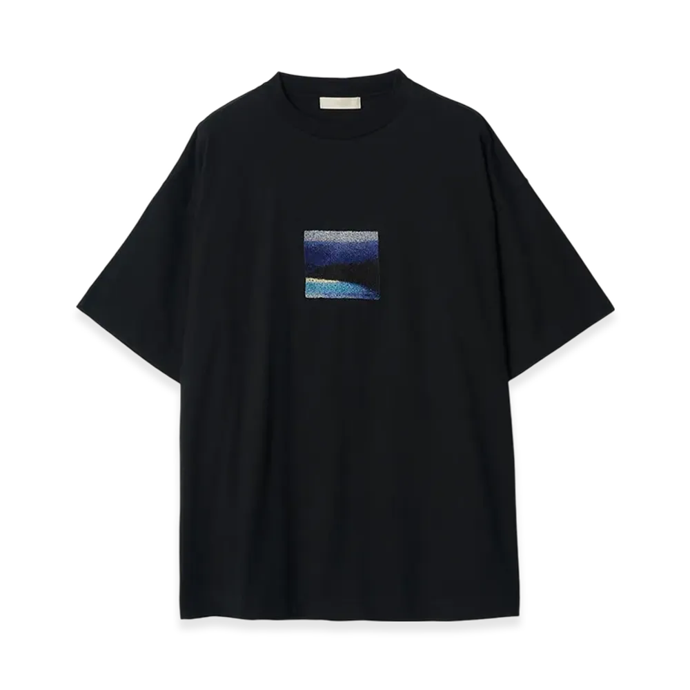 YOKE Embroidery Organic Cotton T-Shirt By Taro Mizutani "Black"