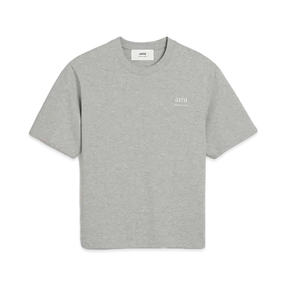 AMI PARIS Organic Cotton Heavy Jersey AMI ALEXANDRE MATTIUSSI T-shirt "Heather Ash Gray"