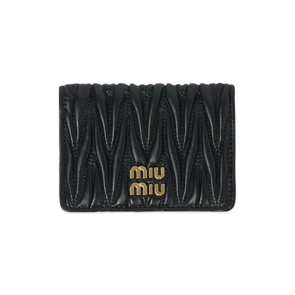 MIU MIU Matelasse Leather Card Case "Black"