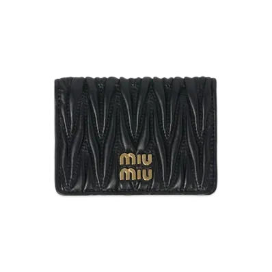 MIU MIU Matelasse Leather Card Case "Black"