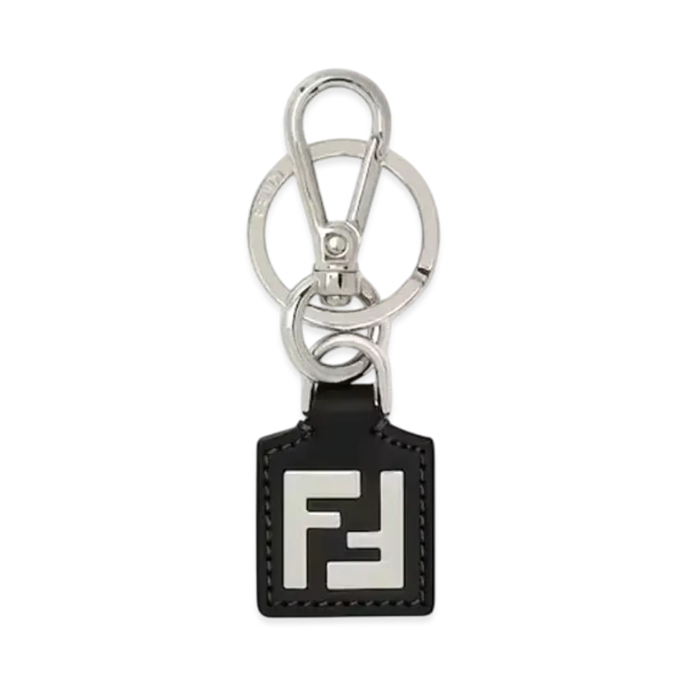 FENDI FF Squared Key Ring FF Canvas and Leather "Black"