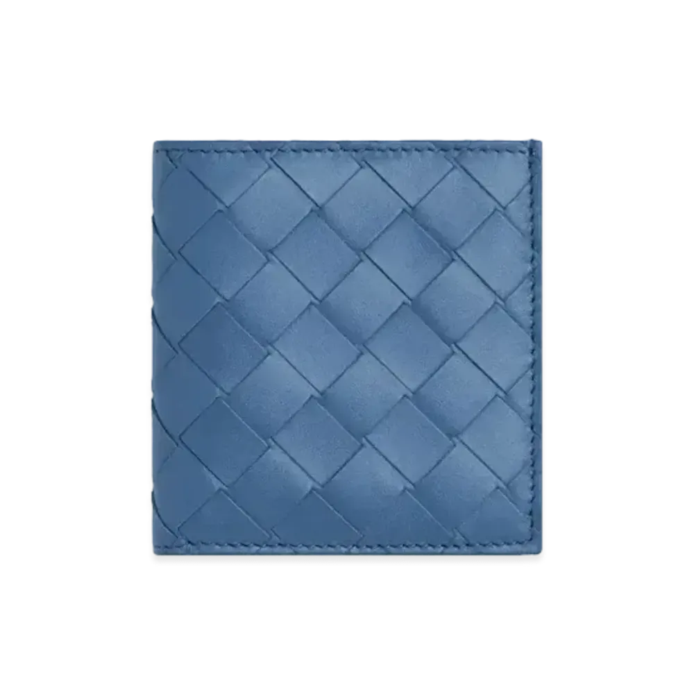 Bottega Veneta Intrecciato Calfskin Bi-fold Compact Wallet "Dark Green/Merm"