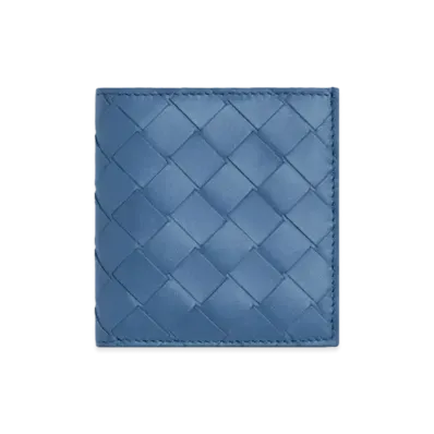 Bottega Veneta Intrecciato Calfskin Bi-fold Compact Wallet "Dark Green/Merm"