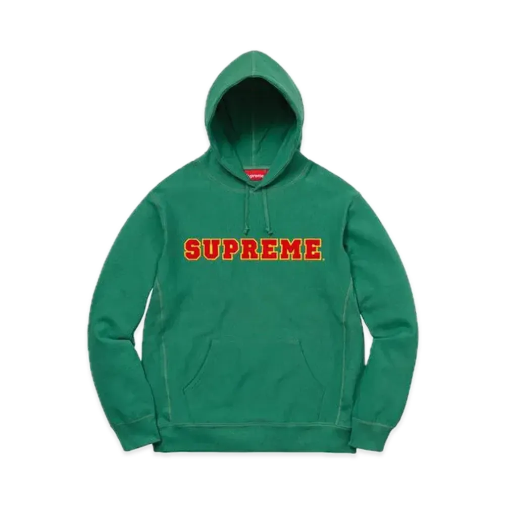 Supreme Cord Collegiate Logo Hooded Sweatshirt "Light Pine"