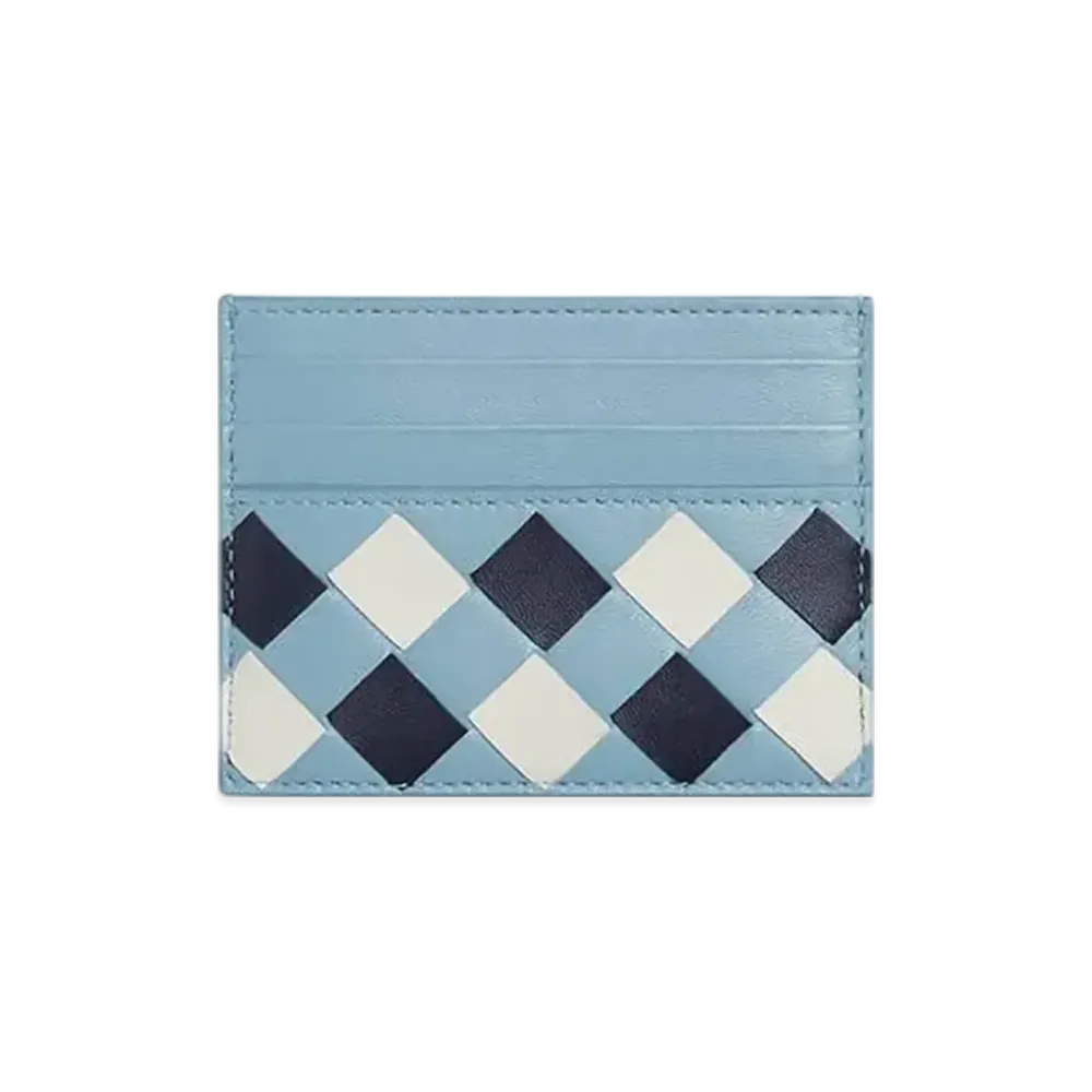 Bottega Veneta Intrecciato Credit Card Case "Abyss/Ice/White"