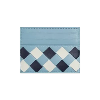 Bottega Veneta Intrecciato Credit Card Case "Abyss/Ice/White"
