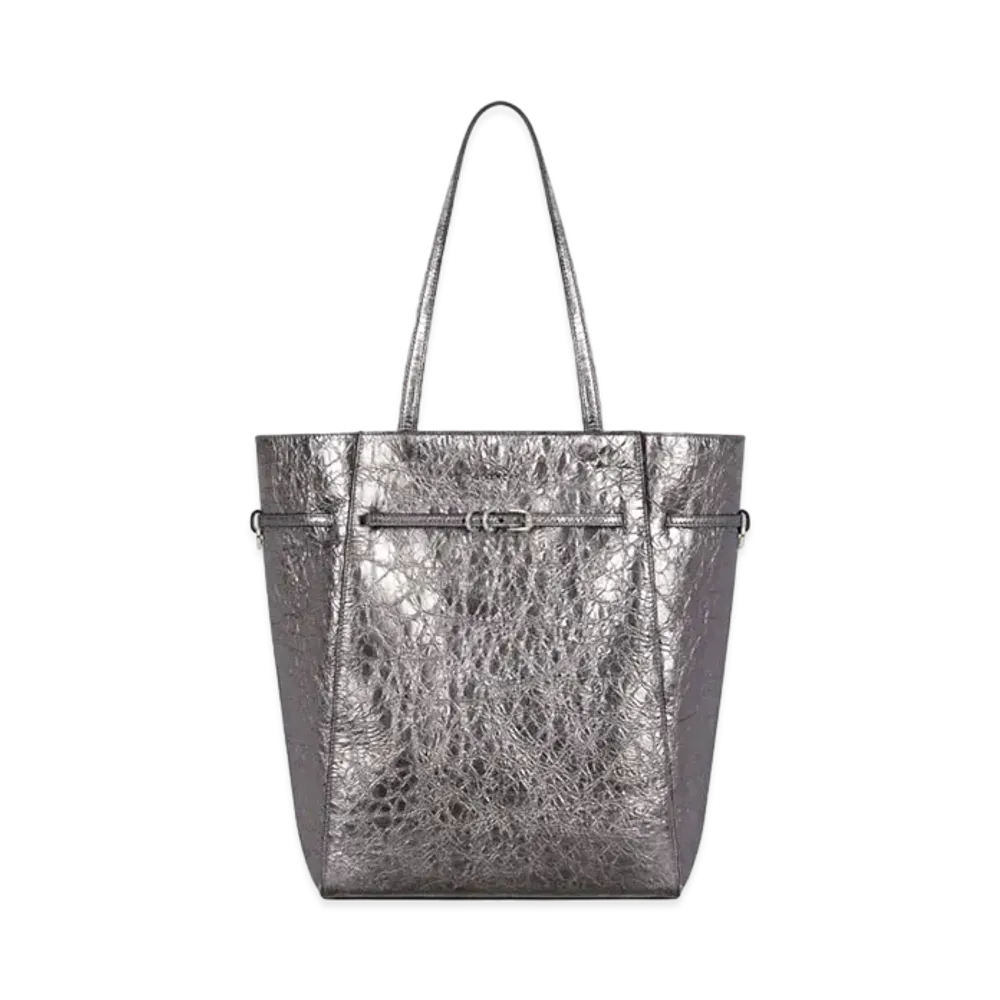 GIVENCHY Medium Voyou Tote Bag in Laminated Leather "Silver Grey"