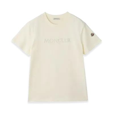 MONCLER Women's Cotton Crewneck Embroidered Logo Regular Fit S/S T-Shirt "White"
