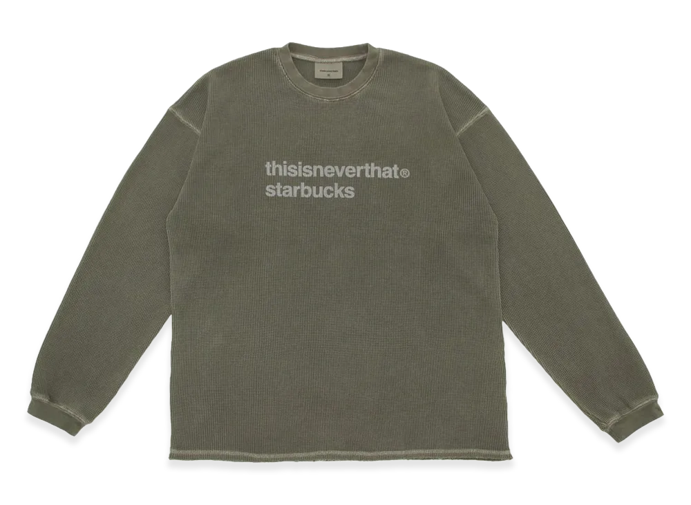 STARBUCKS x thisisneverthat L/S Waffle T-Shirt "Khaki"
