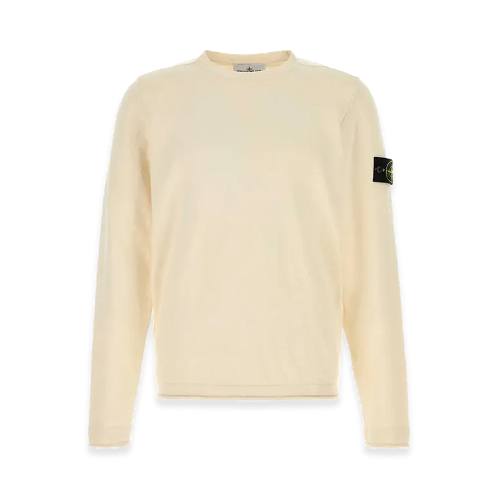 Stone Island Cream Cotton Blend Sweater "Yellow"