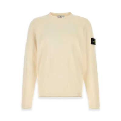 Stone Island Cream Cotton Blend Sweater "Yellow"