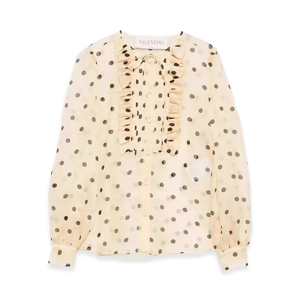 Valentino Women's Polka-Dot Print Blouse "Yellow"
