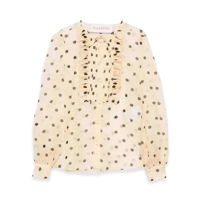 Valentino Women's Polka-Dot Print Blouse "Yellow"