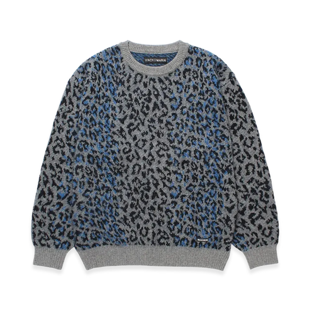WACKO MARIA Leopard Mohair Jacquard Knit Sweater "Gray"