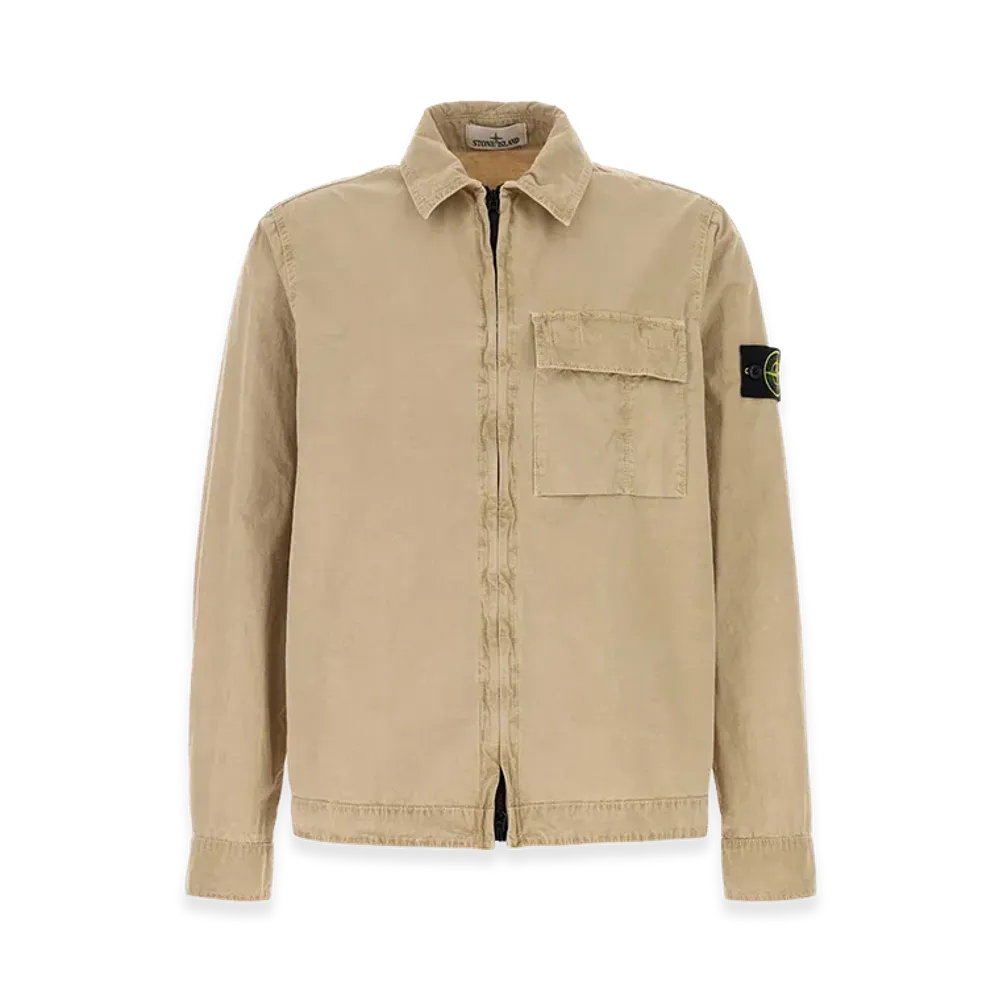 Stone Island Shirt With Zip And Pocket "Beige"