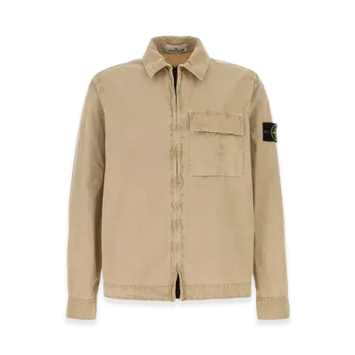 Stone Island Shirt With Zip And Pocket "Beige"