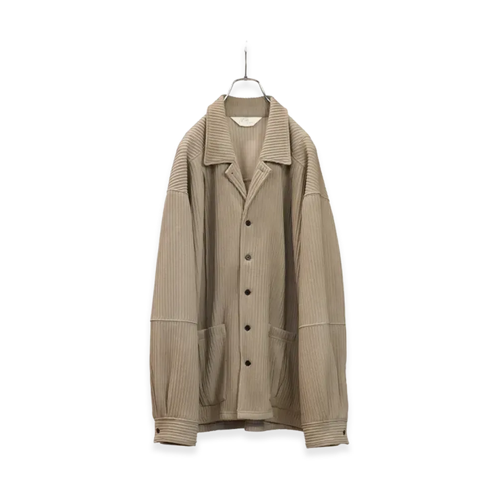 ANCELLM Wrinkled Stripe Shirt "Greige"