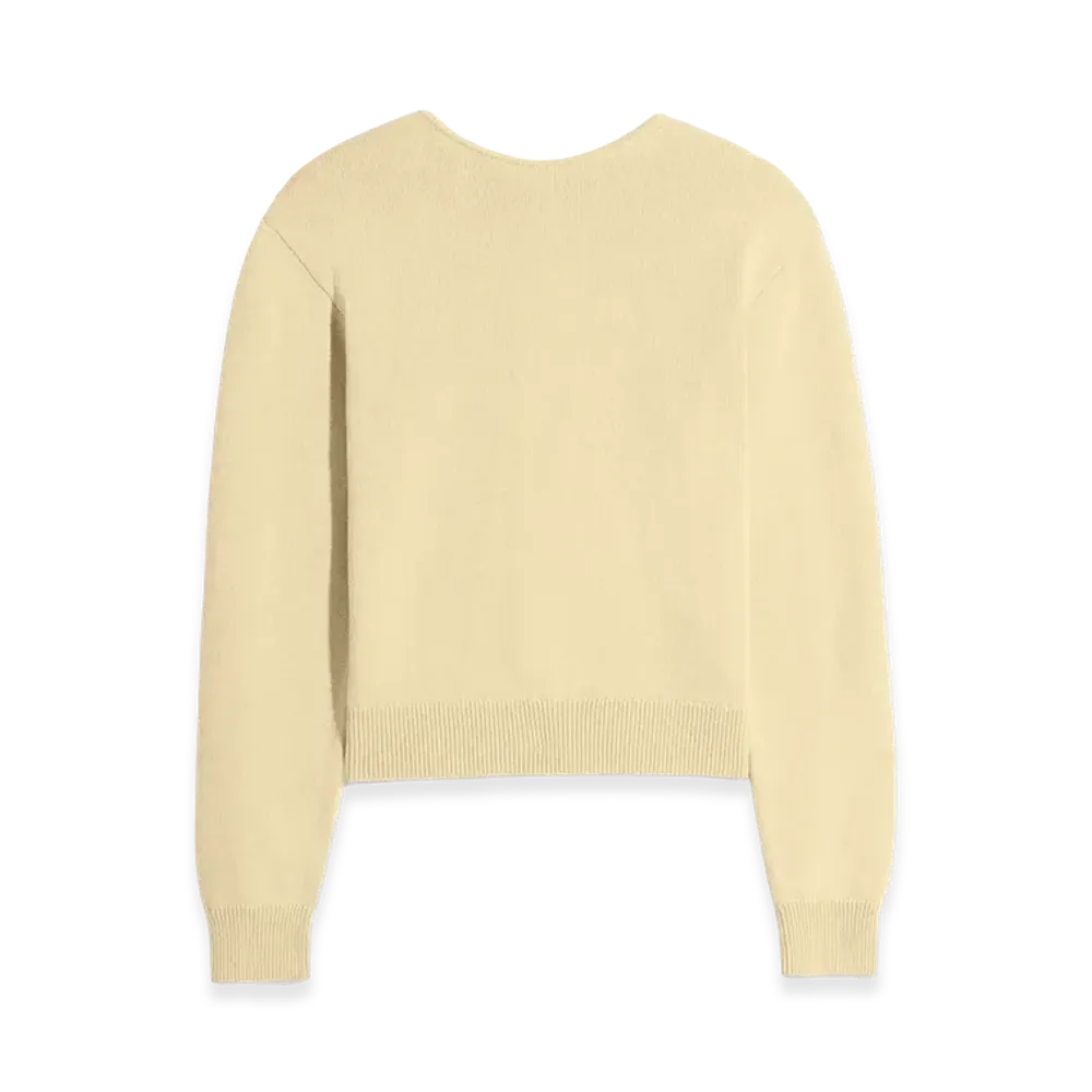LEMAIRE Women's Cashmere Wool Reversible Button Sweater "Butter"