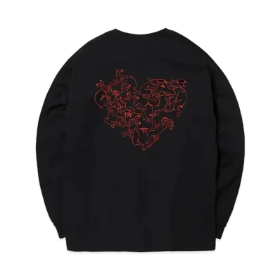 FR2 Valentine's Day Rabbits Heart Longsleeve T-shirt "Black"