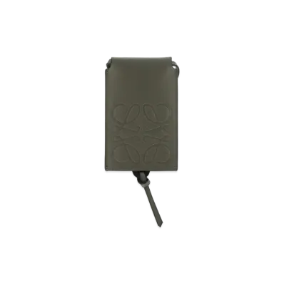 LOEWE Sliding Neck Cardholder In Classic Calfskin "Khaki Green"