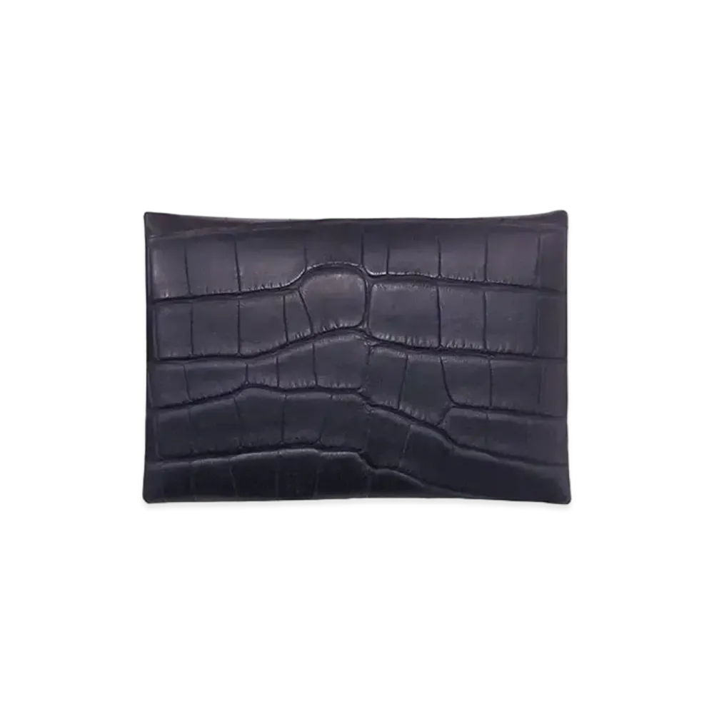 Hermes Calvi Crocodile Alligator Matte "Blue Indigo/Silver"