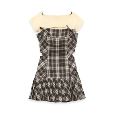 ANDMARY Women's Karen Check Mini Dress "Beige"