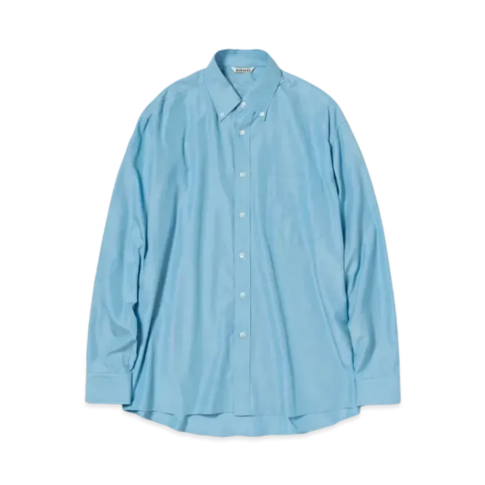 AURALEE Silk Broad Button Down Shirt "Blue"