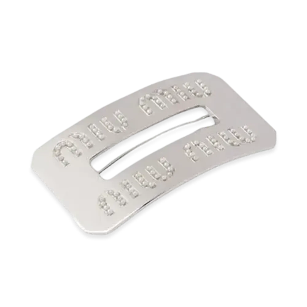 MIU MIU Pearl Miu Pearl Rigid Hair Clip "Steel Gray/Cream"