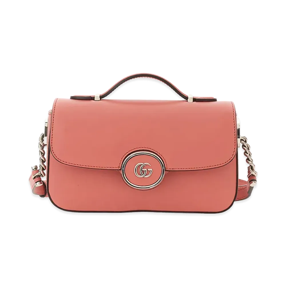 GUCCI Women's Dark Leather Mini Petite GG Handbag "Pink"