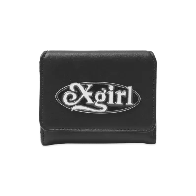X-Girl Women's Oval Logo Clasp Faux Leather Mini Wallet "Black"