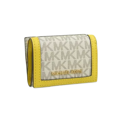 MICHAEL KORS Women's Jet Set Travel Trifold Wallet "White/Yellow"