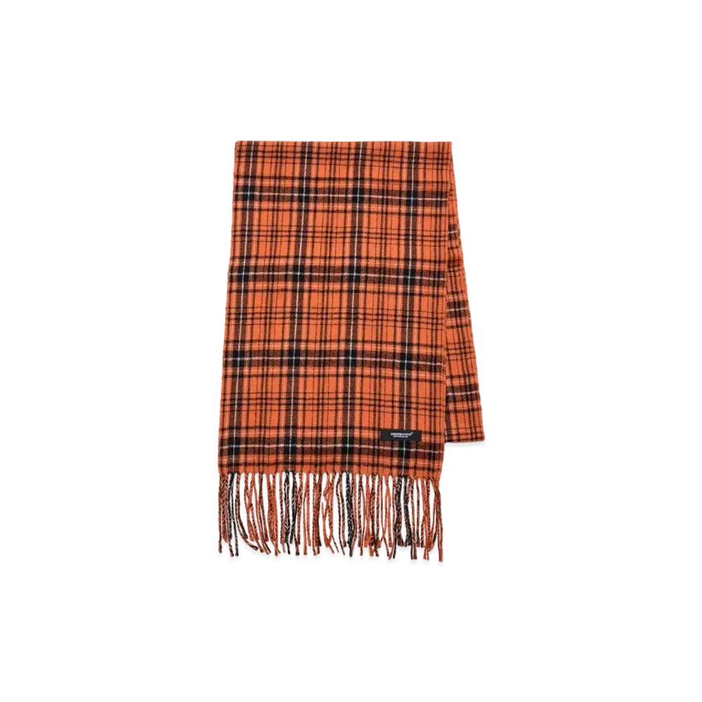 UNDERCOVER Cashmere Blend Wool Check Scarf "Orange"