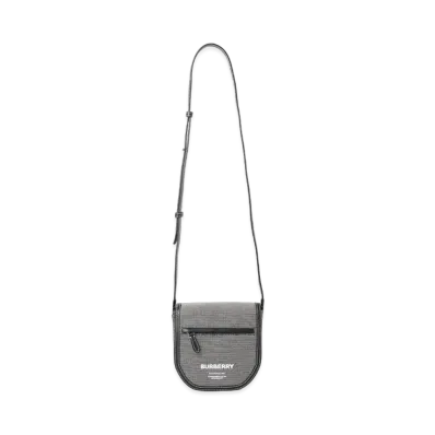 Burberry Mini Horse Ferry Print Cotton Olympia Cross Body Bag "Black Grey"