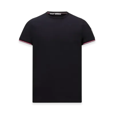 MONCLER Tricolor-Trimmed Cotton T-Shirt "Night Blue"