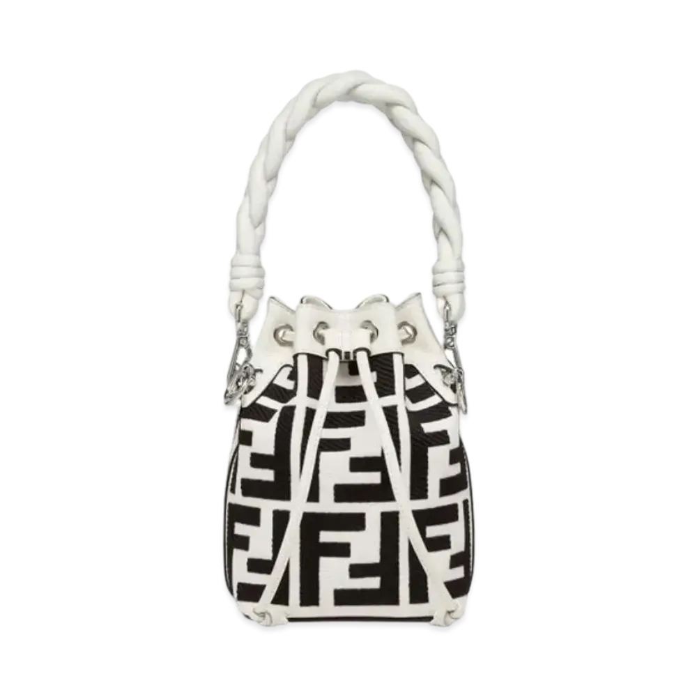 FENDI Mon Tresor Canvas Mini Bag FF Embroidery "Black/White"
