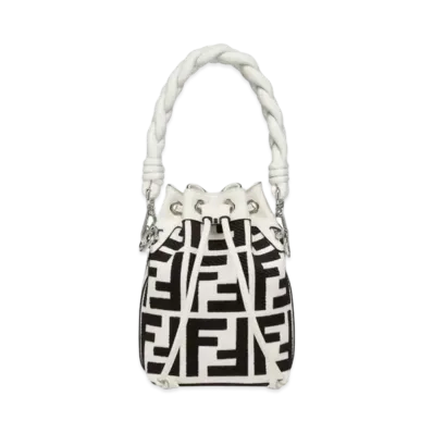 FENDI Mon Tresor Canvas Mini Bag FF Embroidery "Black/White"