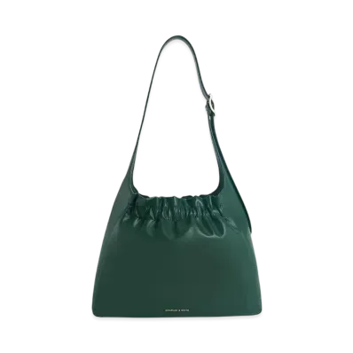 CHARLES & KEITH Brigitte Ruched Hobo Bag "Dark Green"