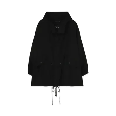 Yohji Yamamoto Y's LINEN WOOL VIYELLA SHORT HOODED BLOUSON "Black"