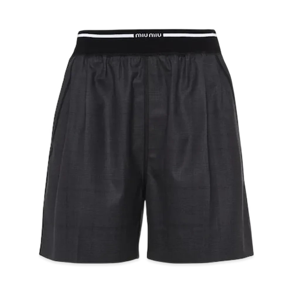 MIU MIU Women's Glen Plaid Bermuda Shorts "Slate Gray"