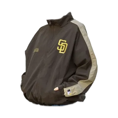 MLB Exclusive Embroidery Oversized Stand Neck Sideline Nylon Track Blouson "Dark Brown"
