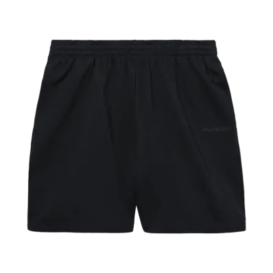 BALENCIAGA I Love Paris & BALENCIAGA Sweat Shorts in Faded Washed Curly Fleece "Black"