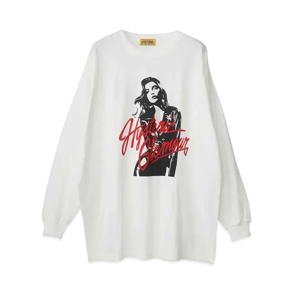 HYSTERIC GLAMOUR Leather Woman Oversized T-Shirt "White"
