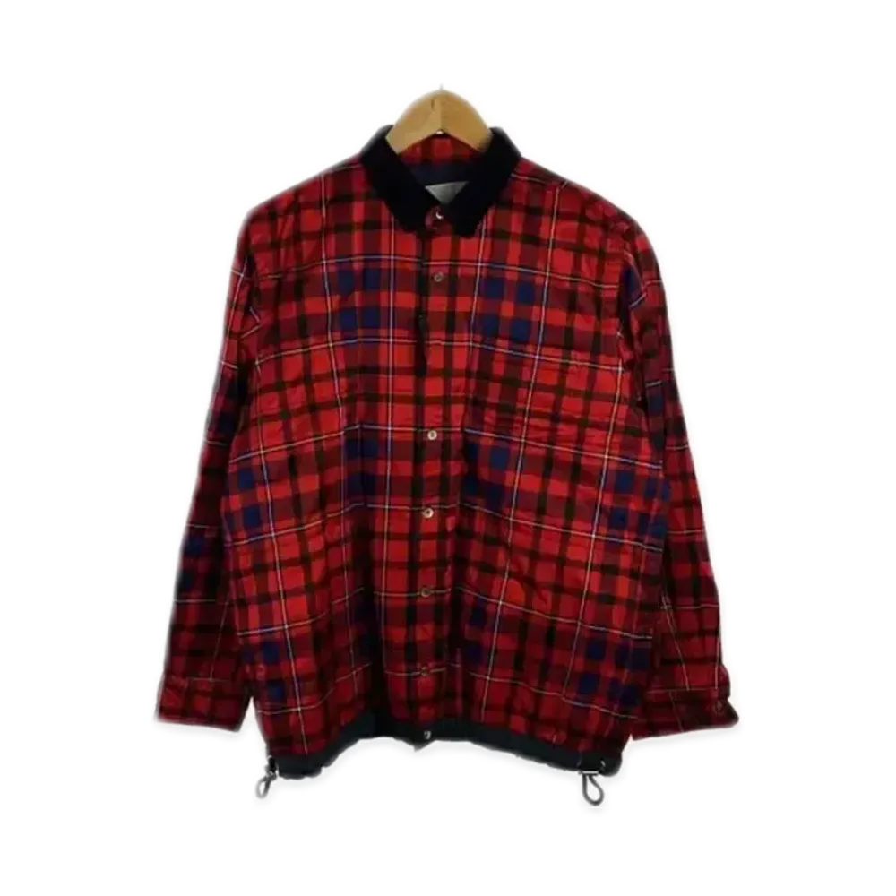Sacai paded check shirt jacket "Red"