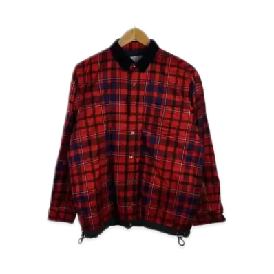 Sacai paded check shirt jacket "Red"
